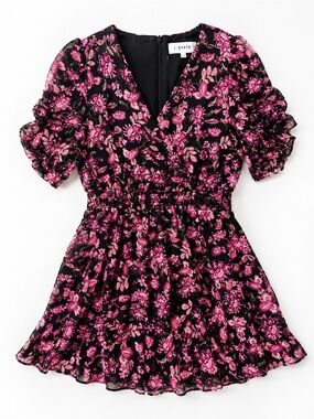 1. State Black Mini Dress with Pink Floral Print